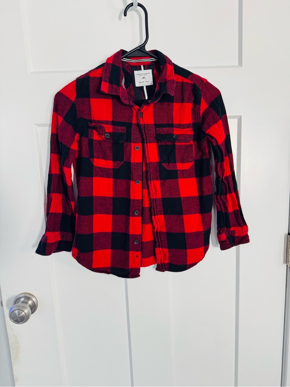 Denim & Flower Red and Black Plaid Flannel Button-Down